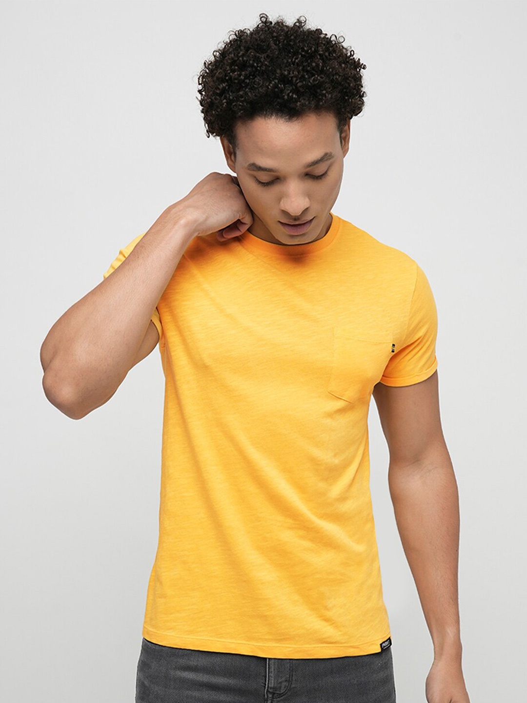 

Jack & Jones Pockets Detail Slim Fit Cotton T-shirt, Yellow