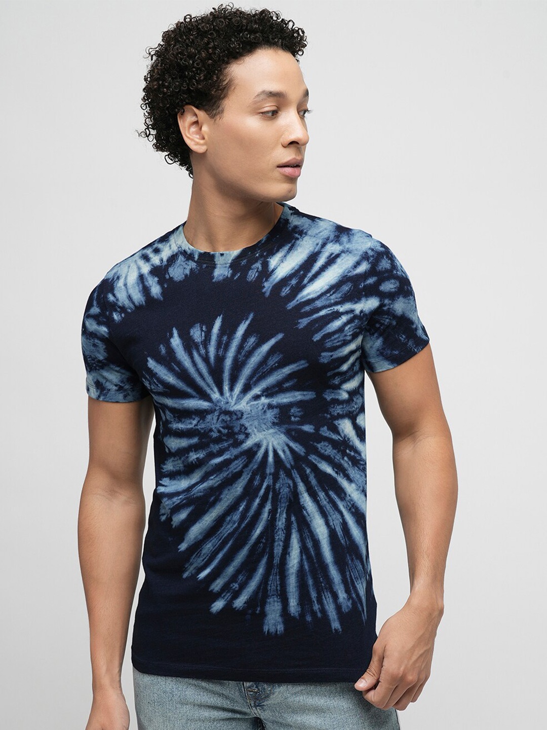 

Jack & Jones Tie and Dyed Slim Fit Pure Cotton T-shirt, Navy blue