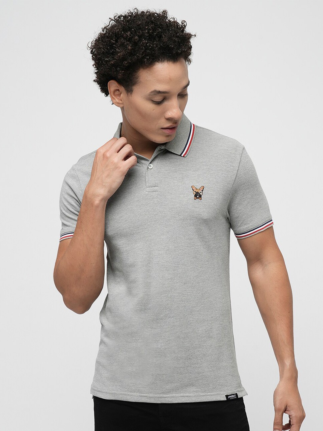 

Jack & Jones Polo Collar Slim Fit Cotton T-shirt, Grey