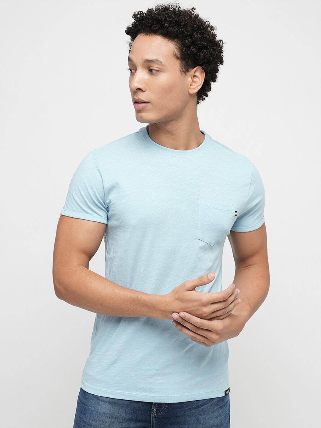 

Jack & Jones Slim Fit Round Neck Cotton T-shirt, Blue
