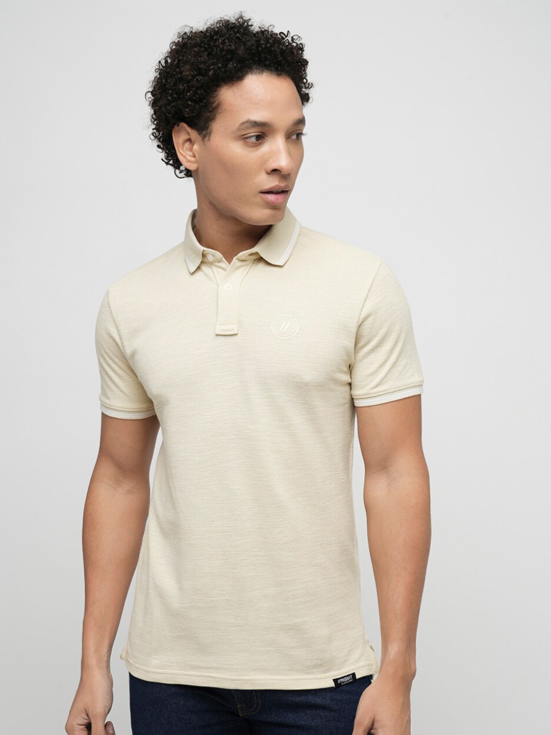 

Jack & Jones Polo Collar Slim Fit Pure Cotton T-shirt, Beige