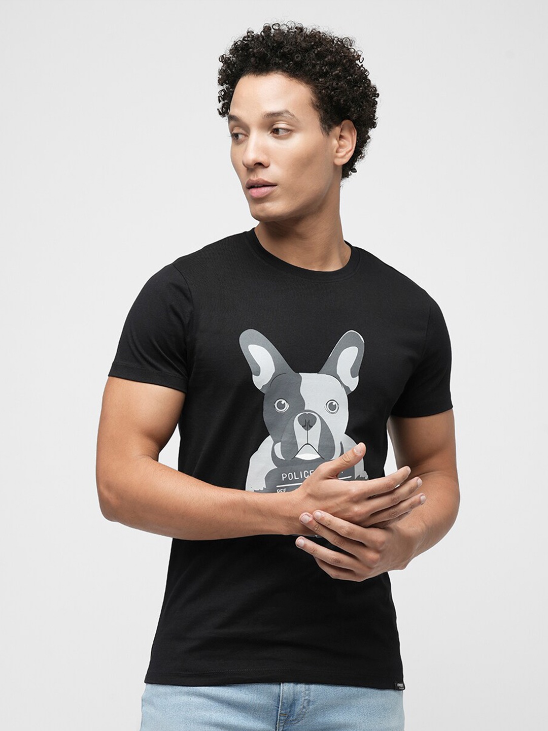 

Jack & Jones Graphic Printed Slim Fit Pure Cotton T-shirt, Black
