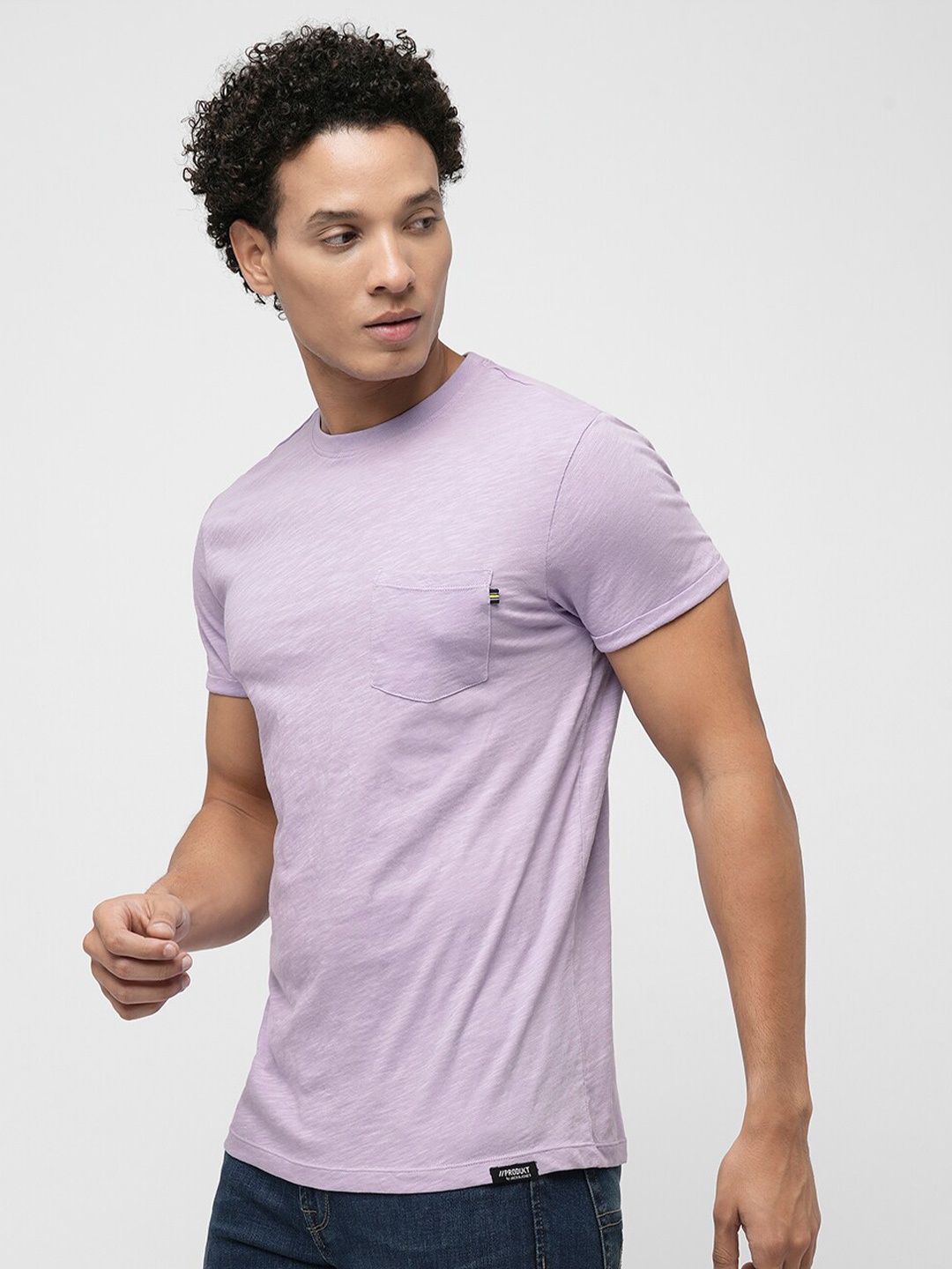 

Jack & Jones Round Neck Slim Fit Pure Cotton T-shirt, Purple