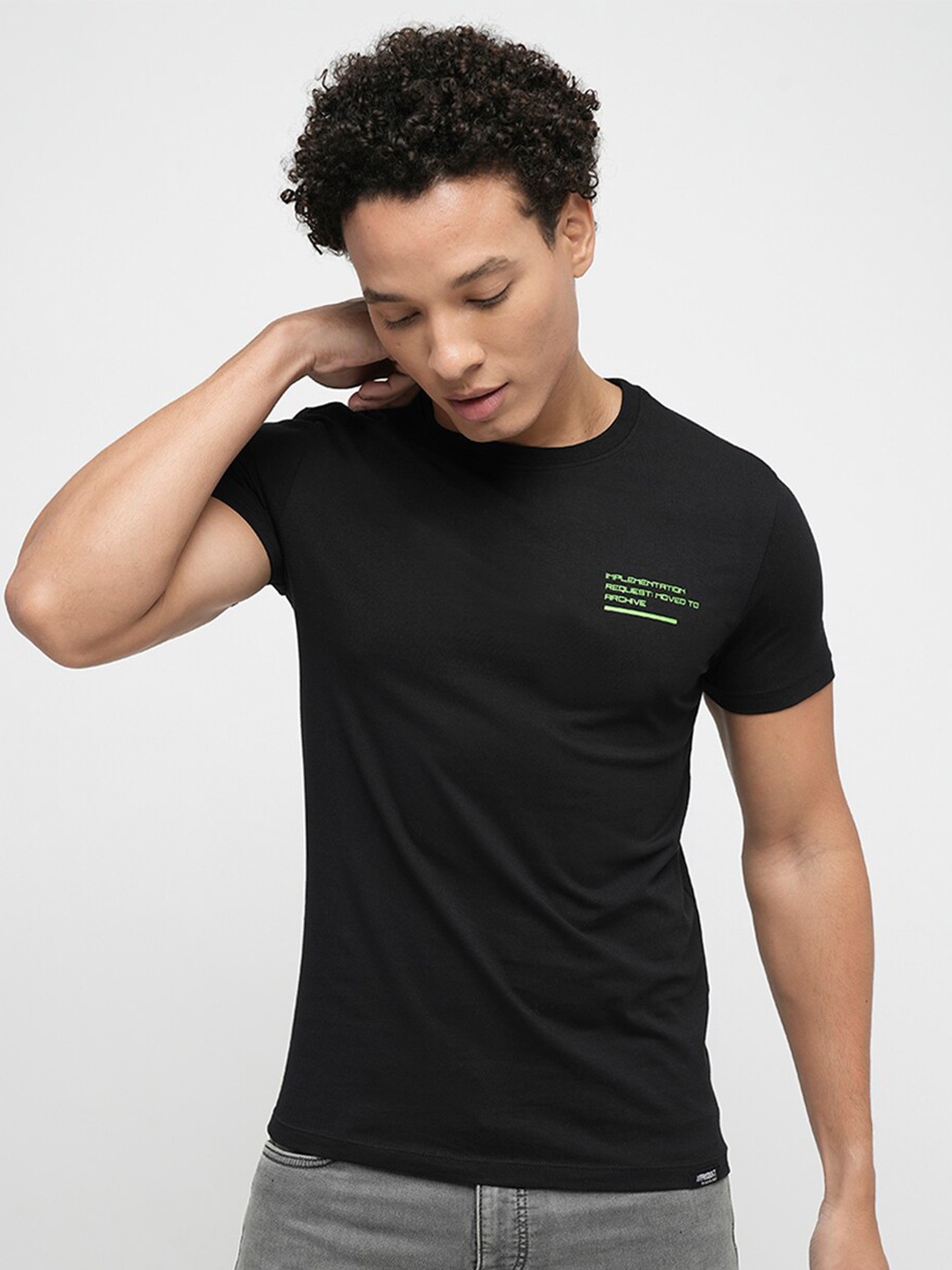 

Jack & Jones Graphic Printed Slim Fit Cotton T-shirt, Black