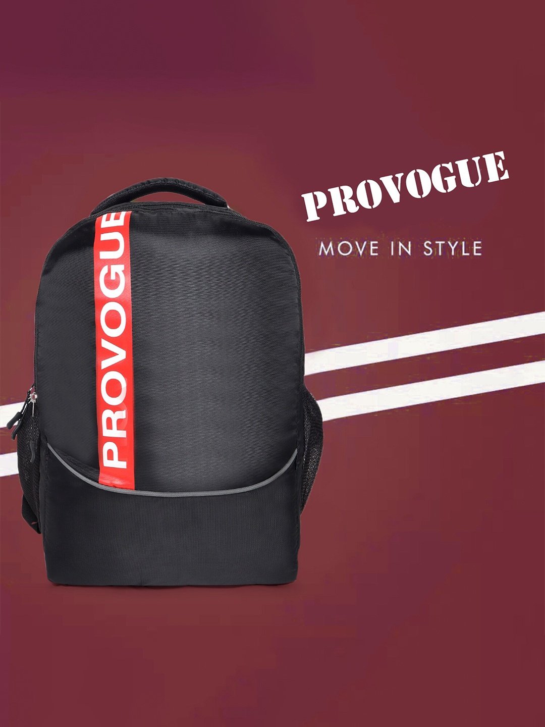 

Provogue Unisex Brand Logo Printed Medium Backpack - Up to 15 inch Laptop, Black