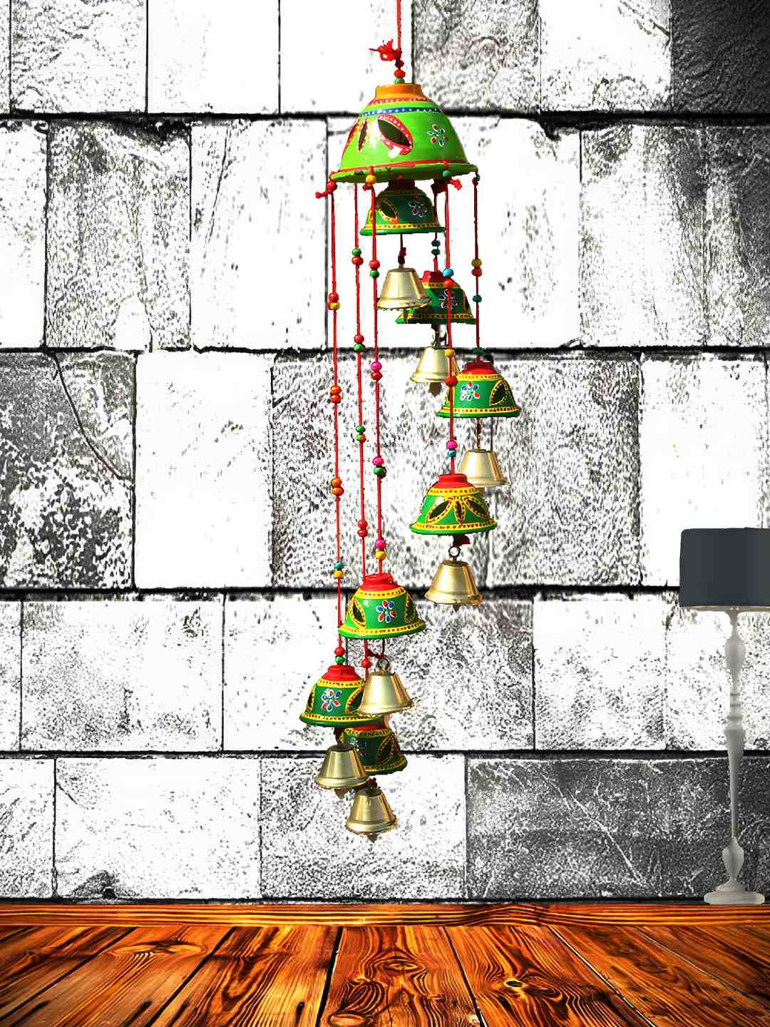 

Aawiclo Green & Red Bells Design Decorative Windchimes