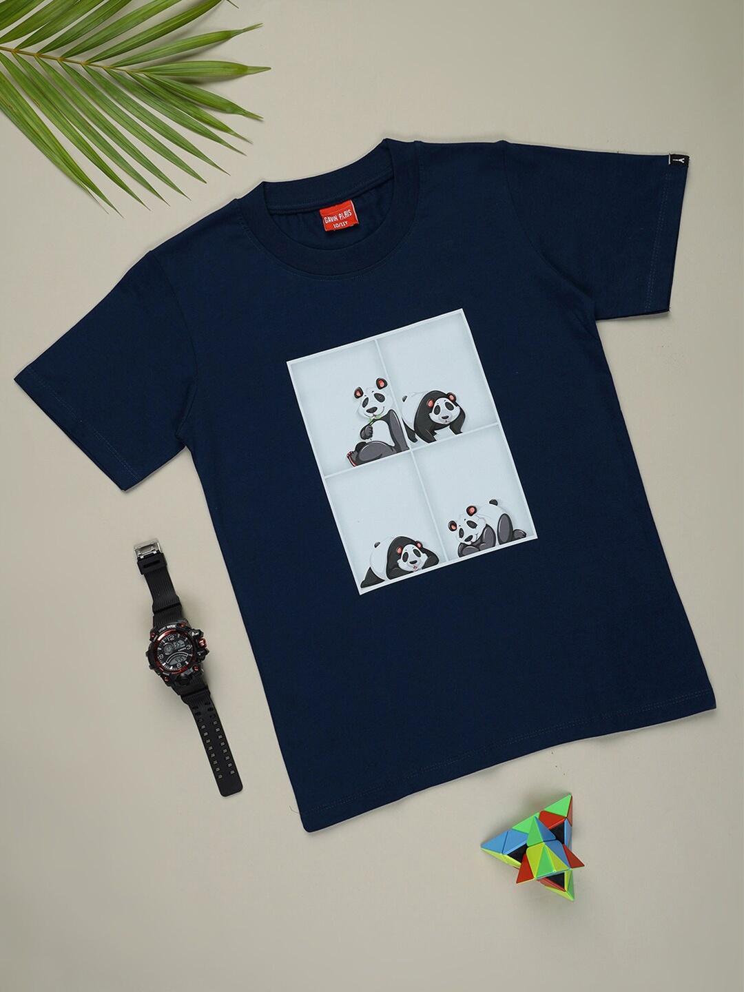 

Gavin Paris Boys Graphic Printed Pure Cotton Bio Finish T-shirt, Navy blue