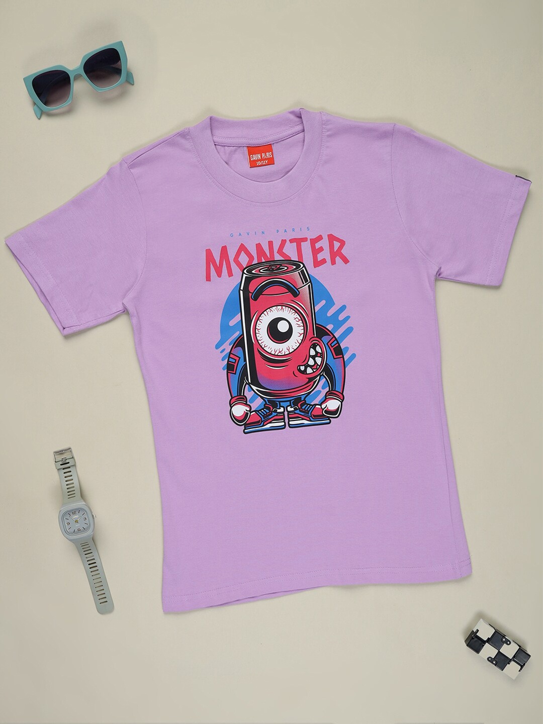 

Gavin Paris Boys Graphic Printed Pure Cotton Bio Finish T-shirt, Lavender