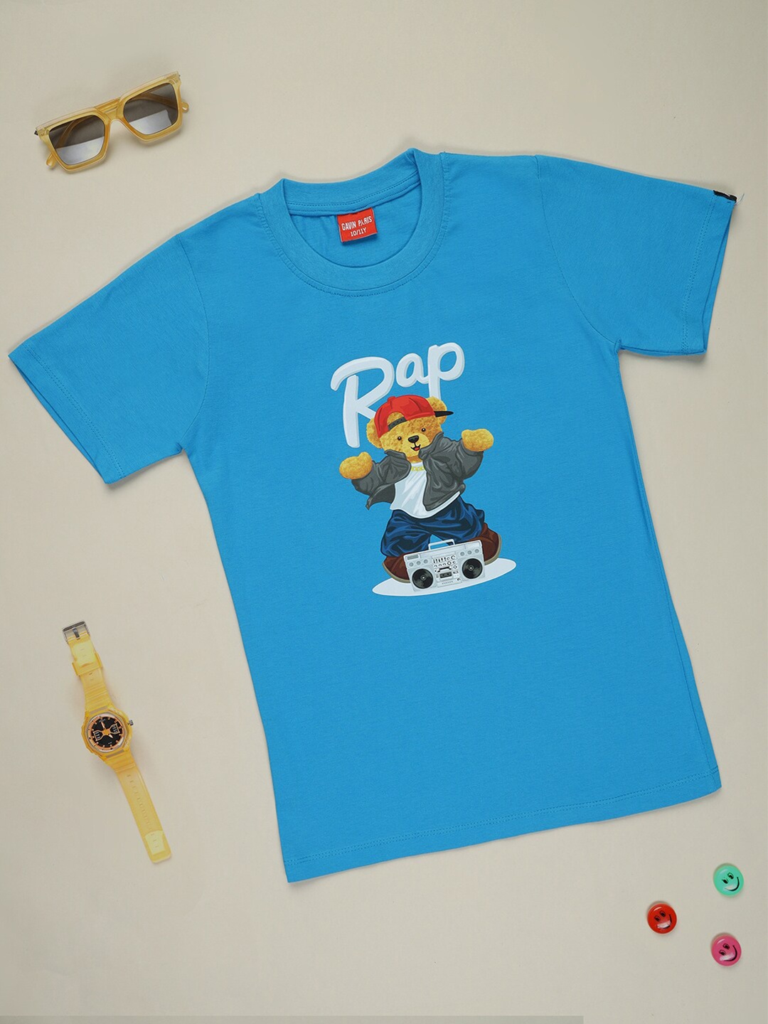 

Gavin Paris Boys Graphic Printed Pure Cotton Bio Finish T-shirt, Blue