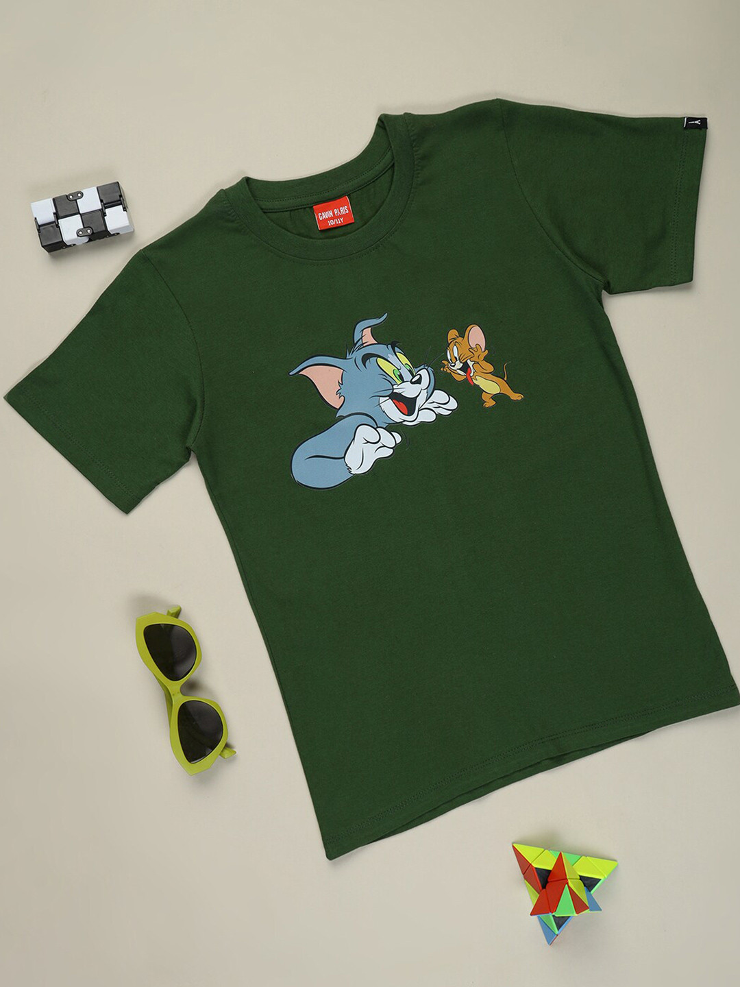 

Gavin Paris Boys Tom & Jerry Printed Bio Finish Pure Cotton T-Shirt, Green