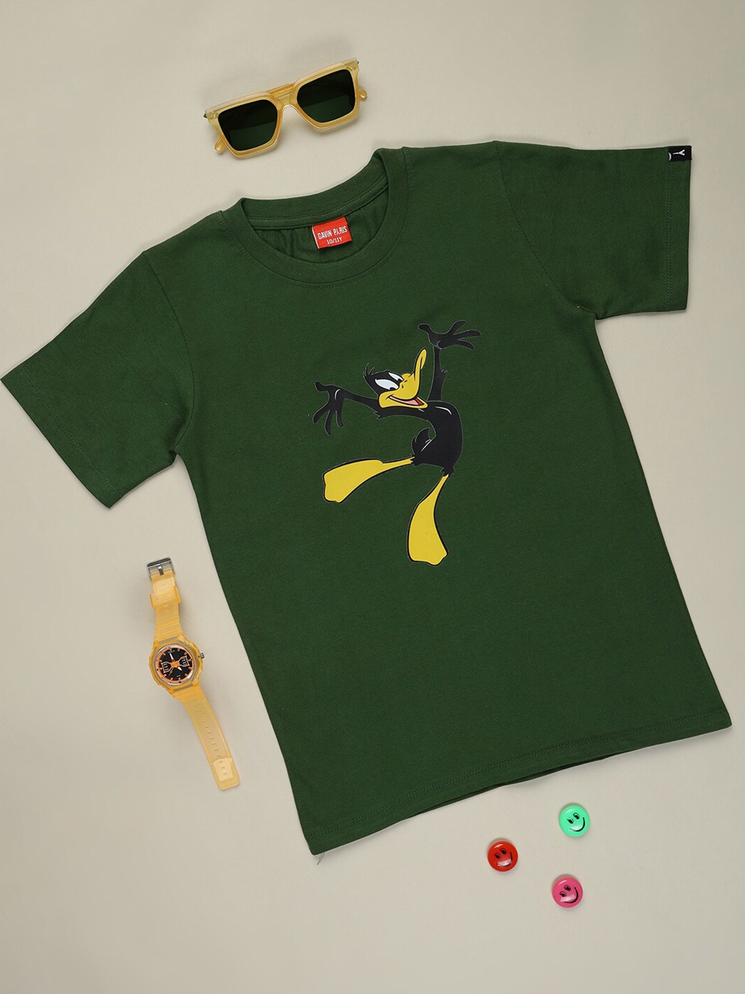 

Gavin Paris Boys Tweety Printed Pure Cotton Bio Finish T-shirt, Green