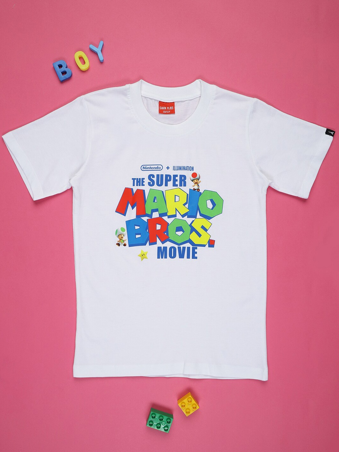 

Gavin Paris Boys Super Mario Printed Bio Finish Pure Cotton T-Shirt, White