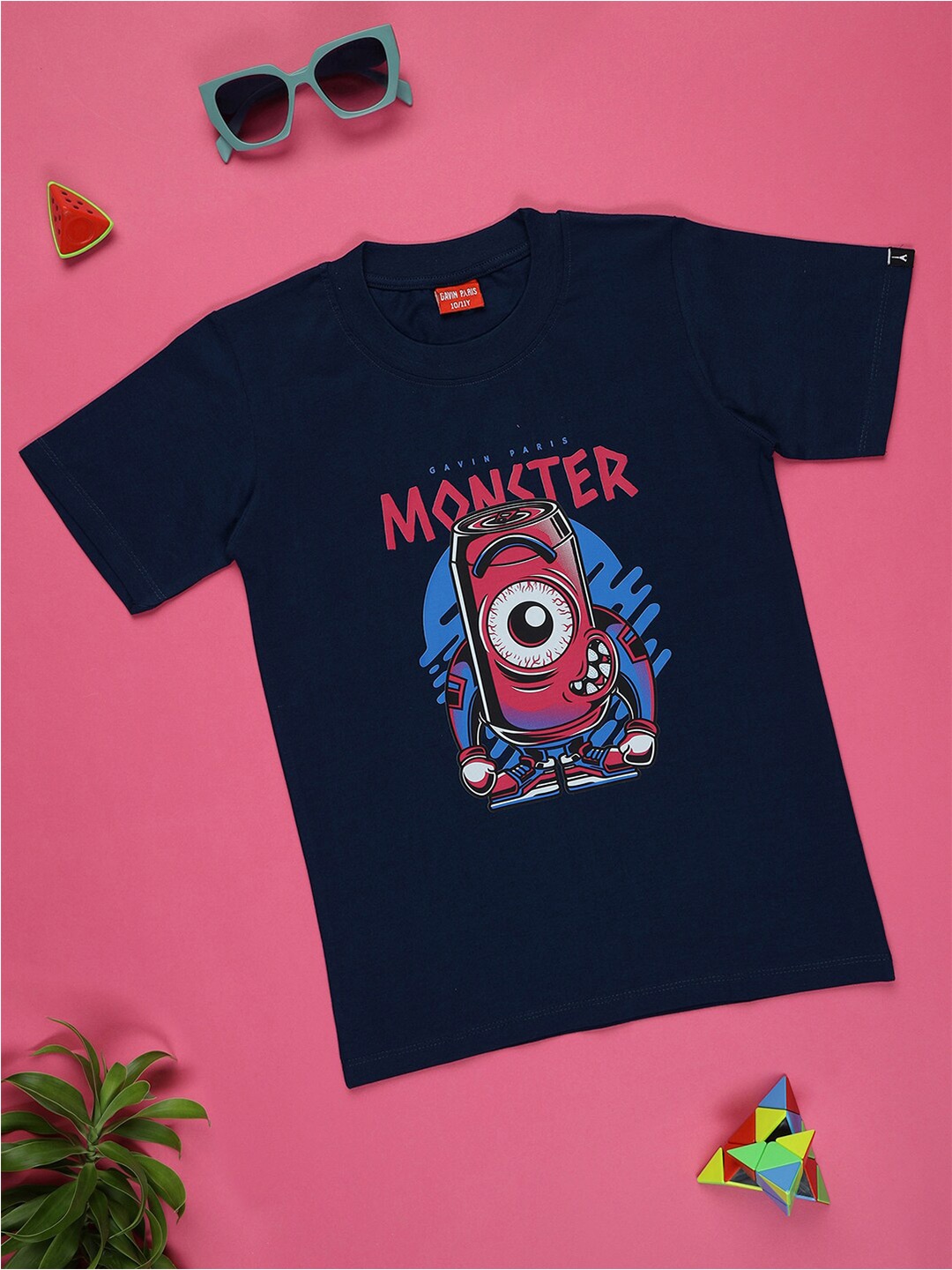

Gavin Paris Boys Monsters Inc. Printed Pure Cotton Bio Finish T-shirt, Navy blue