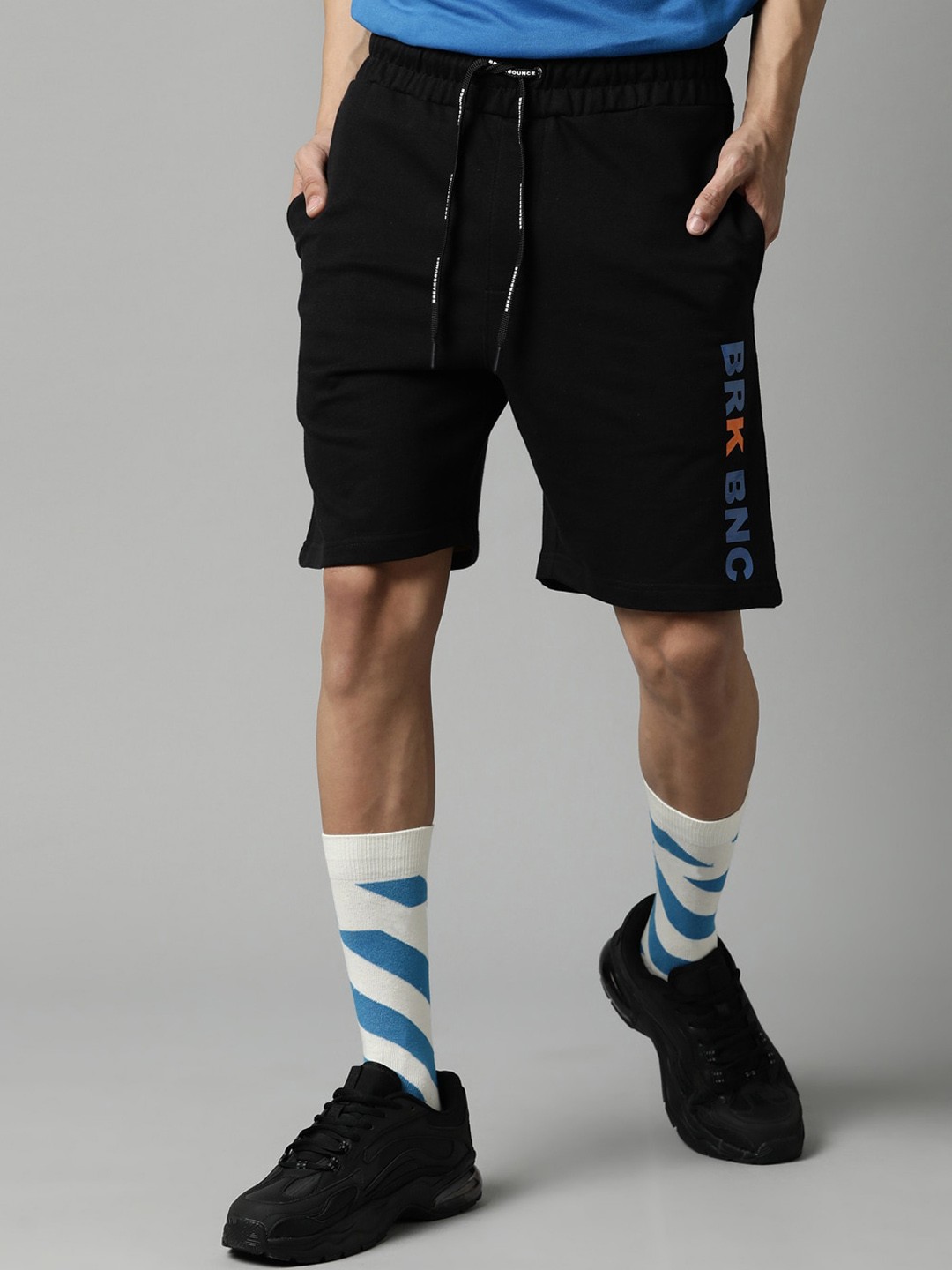 

Breakbounce Men Black Mid-Rise Cotton Sports Shorts