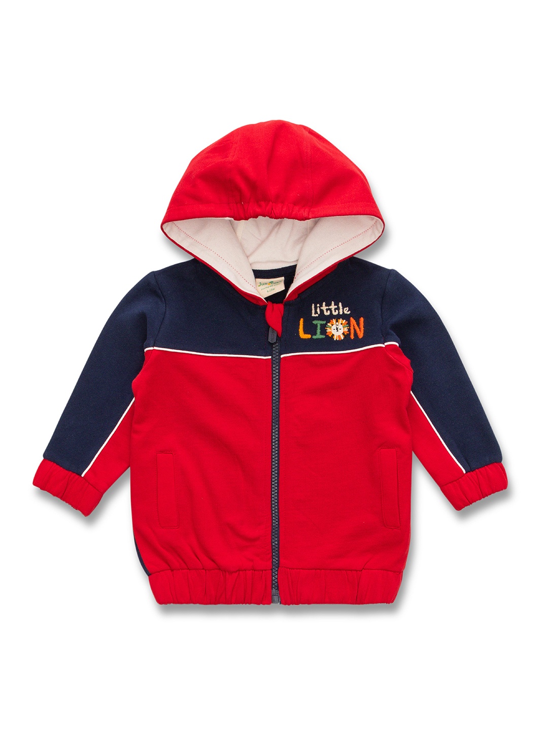 

JusCubs Infant Boys Colourblocked Hooded Cotton Front-Open Sweatshirt, Red