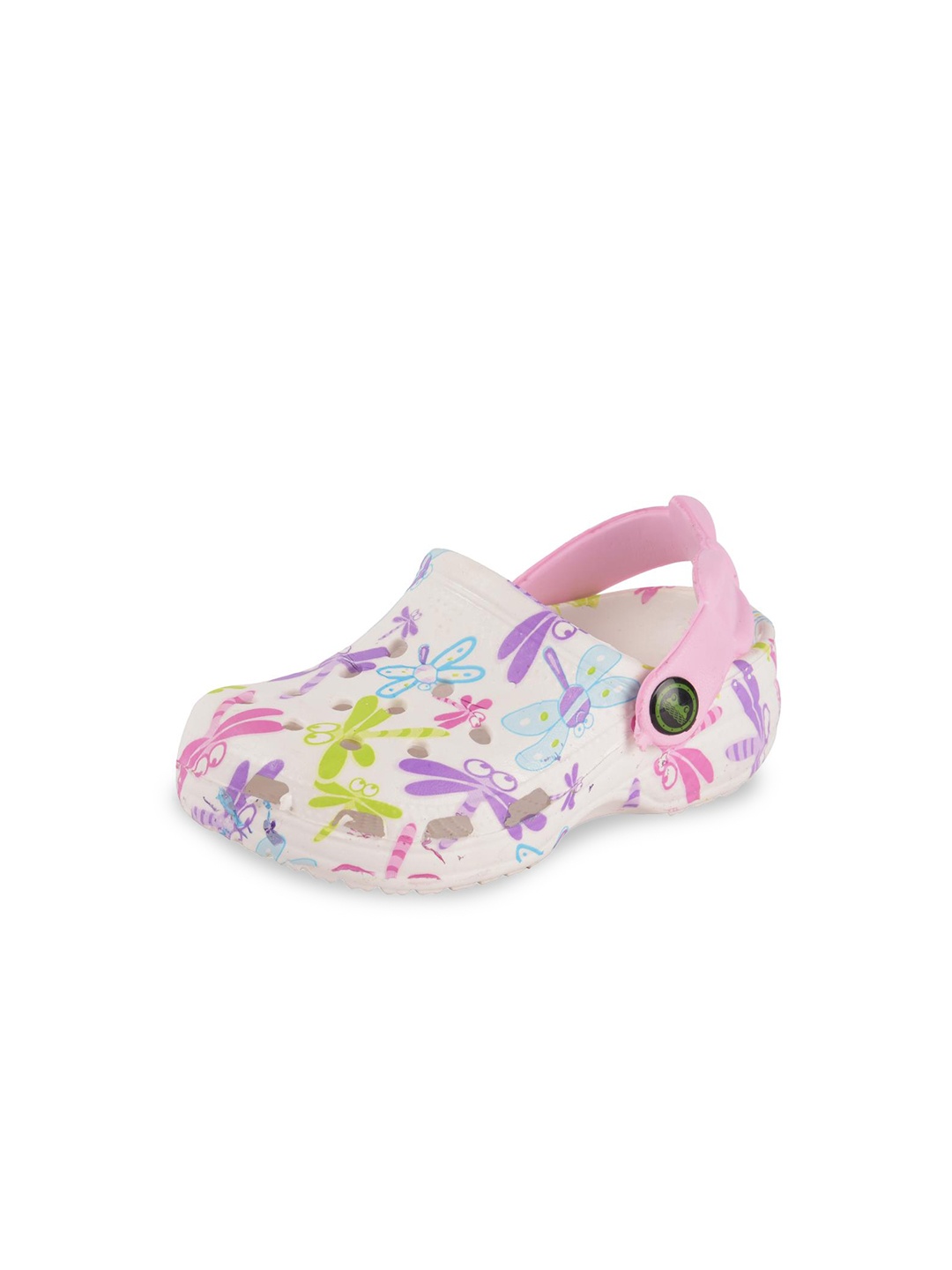 

Yellow Bee Girls Printed Clogs, White