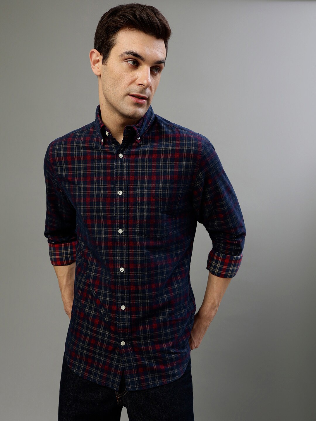 

GANT Checked Button Down Collar Full Sleeves Pure Cotton Casual Shirt, Blue