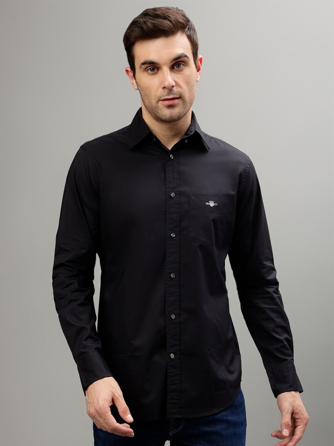 

GANT Button-Down Collar Pure Cotton Casual Shirt, Black