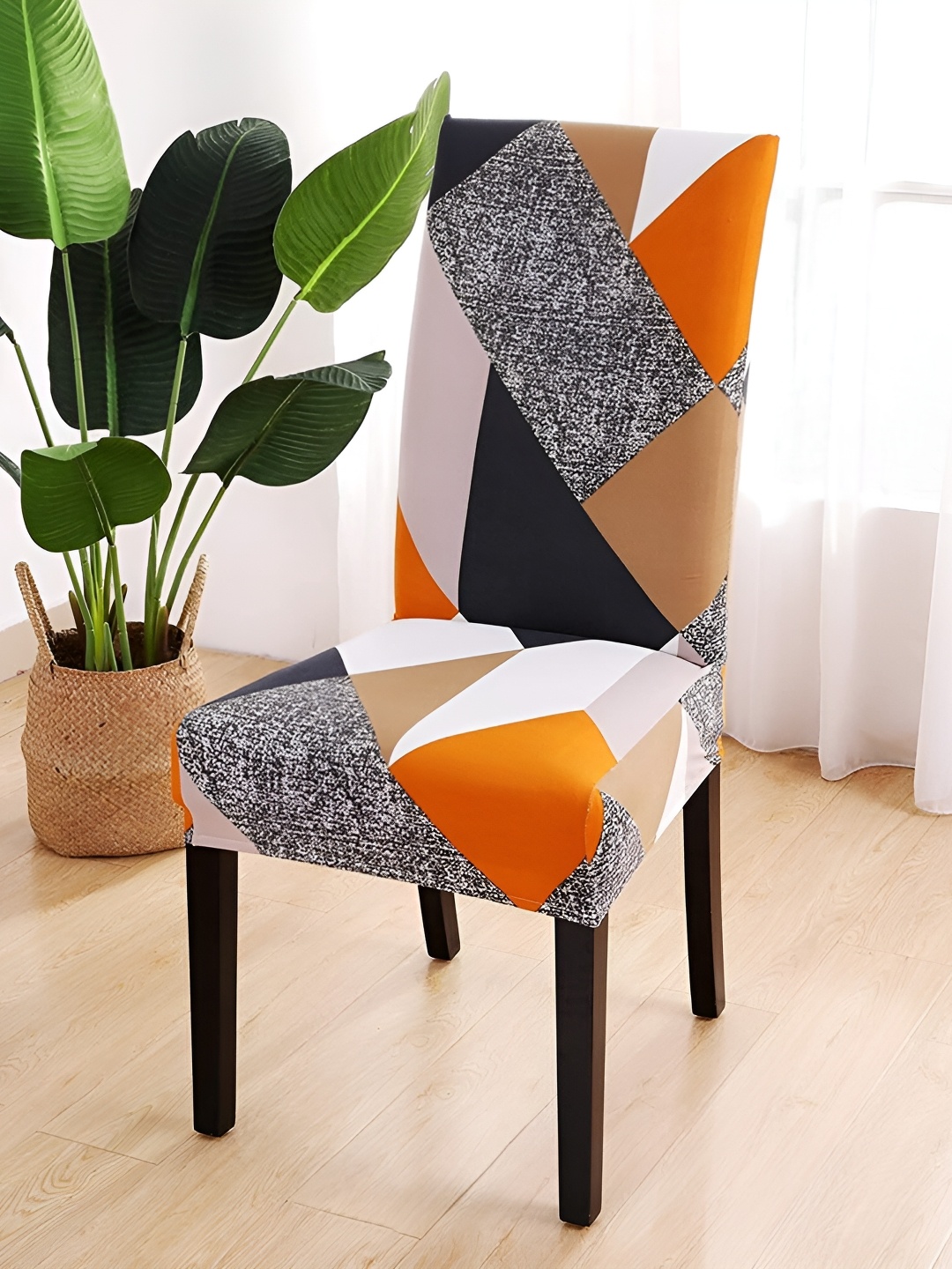 

hargunz Grey & Black Abstract Comfortable Chair Cover