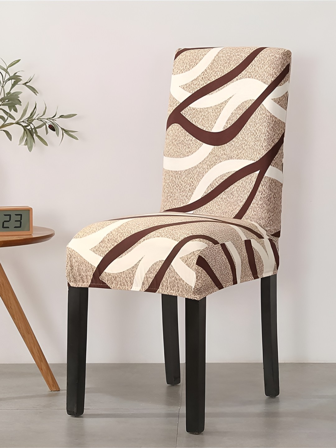 

hargunz Beige & White Printed Comfortable Seat Chair Cover