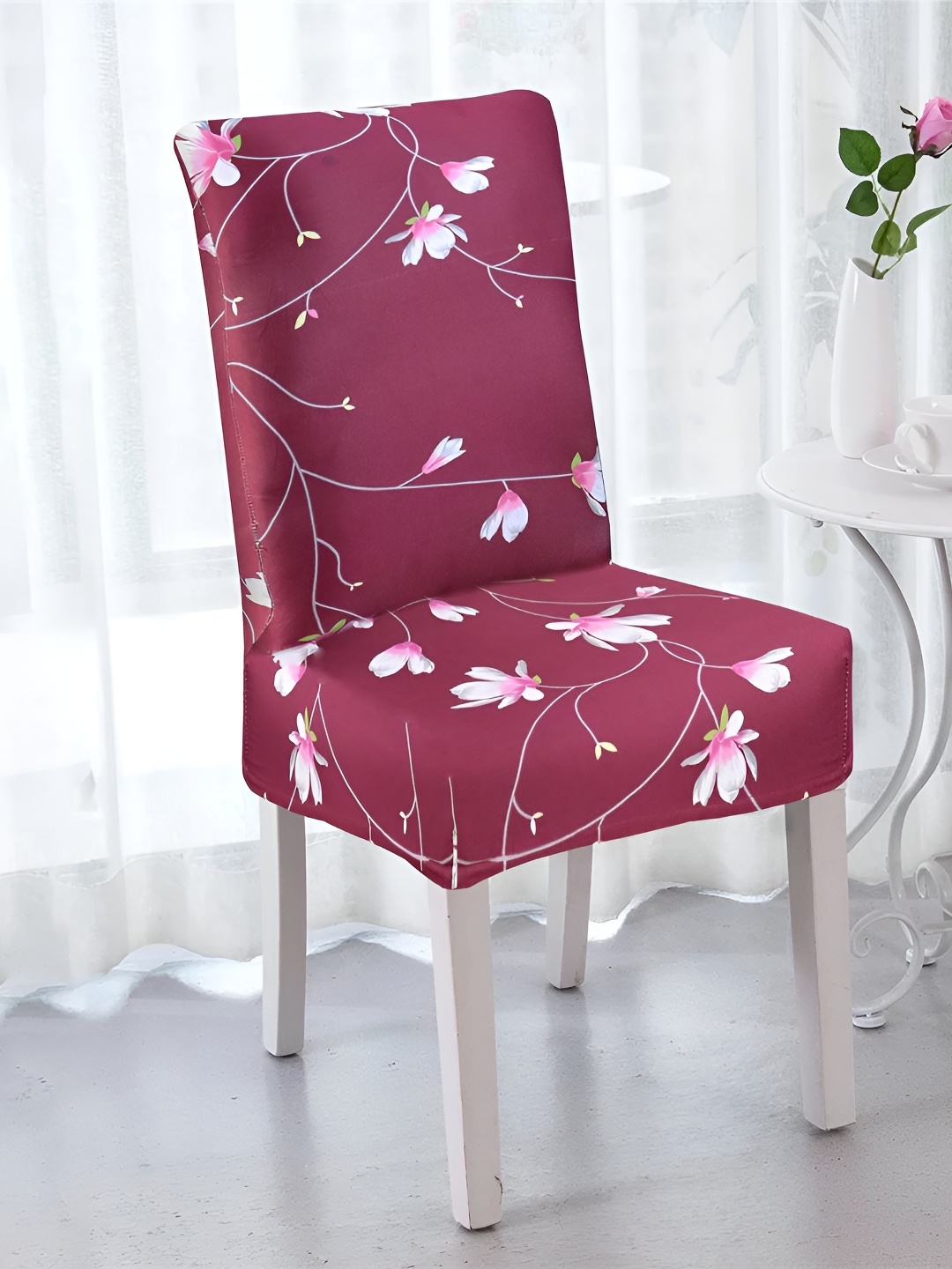 

hargunz Maroon & White Floral Printed Comfortable Chair Covers