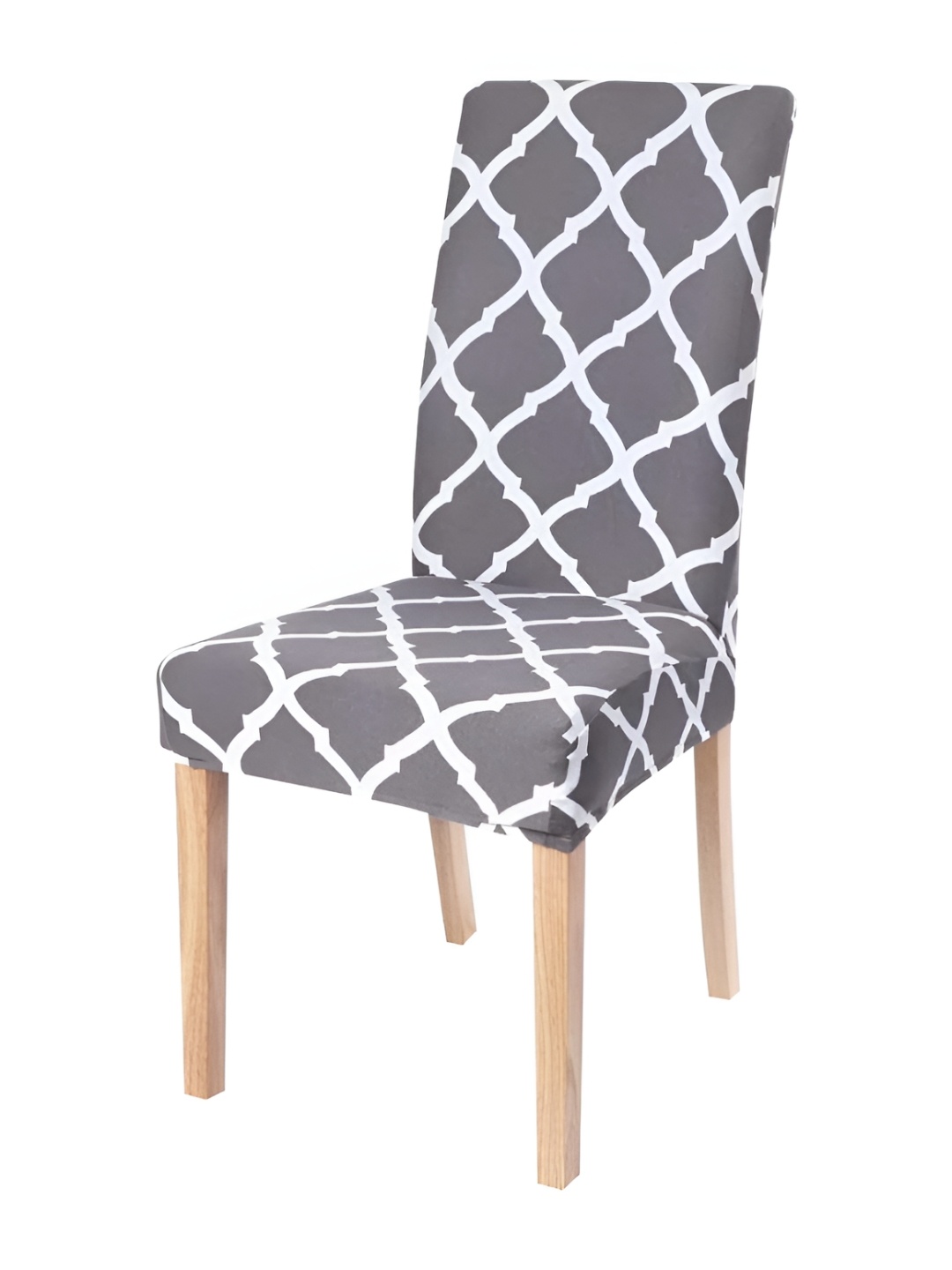 

hargunz Grey & White Printed Stretchable Chair Cover