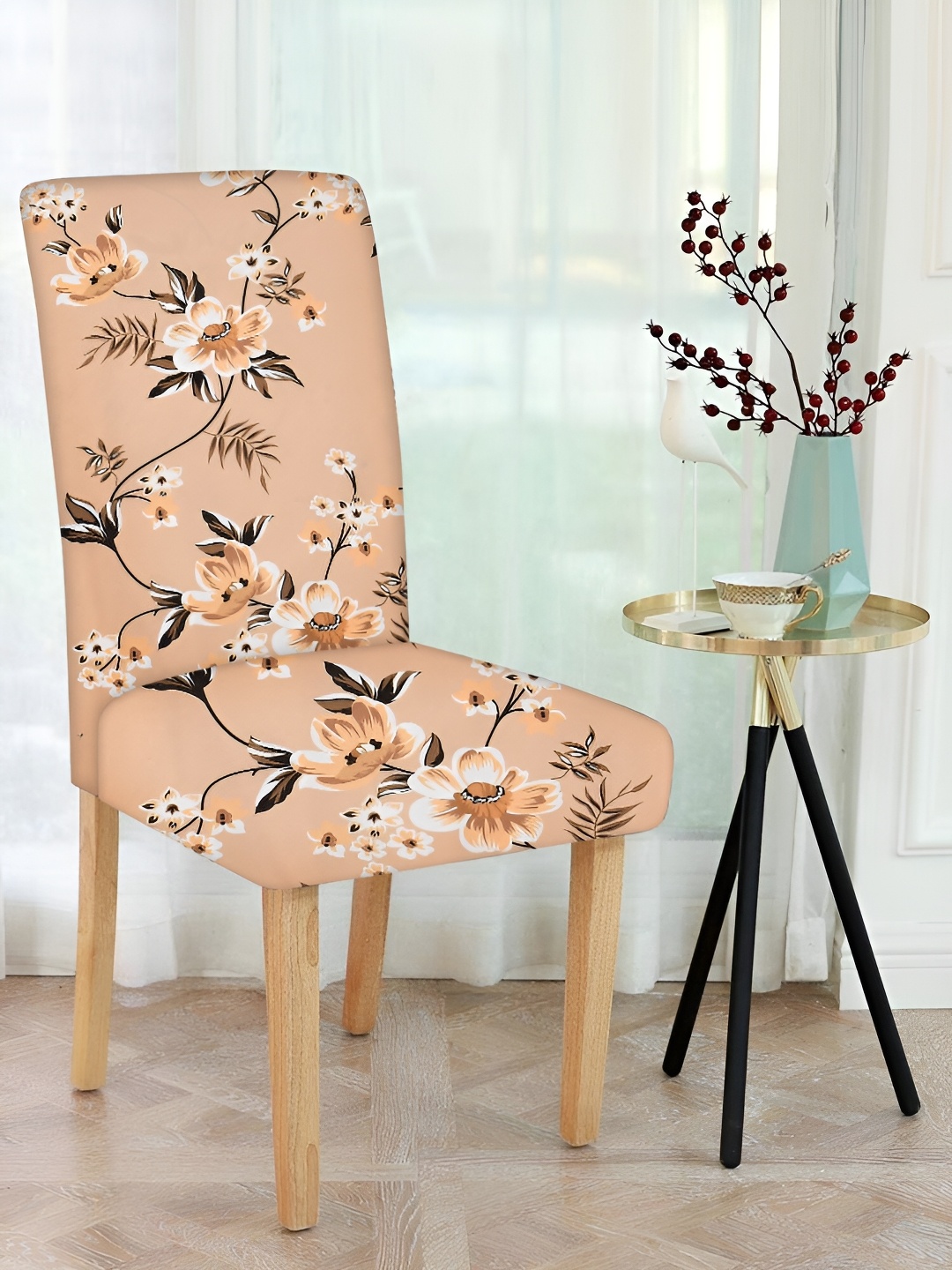 

hargunz Beige Floral Printed Comfortable Chair Cover