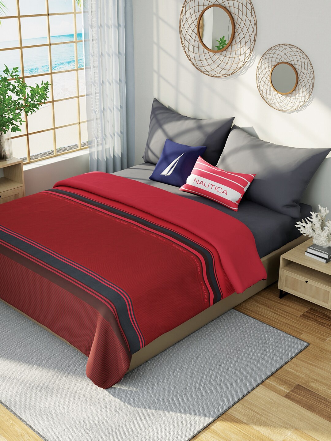 

Nautica Red & Black Striped Pure Cotton AC Room 150 GSM Double Bed Dohar