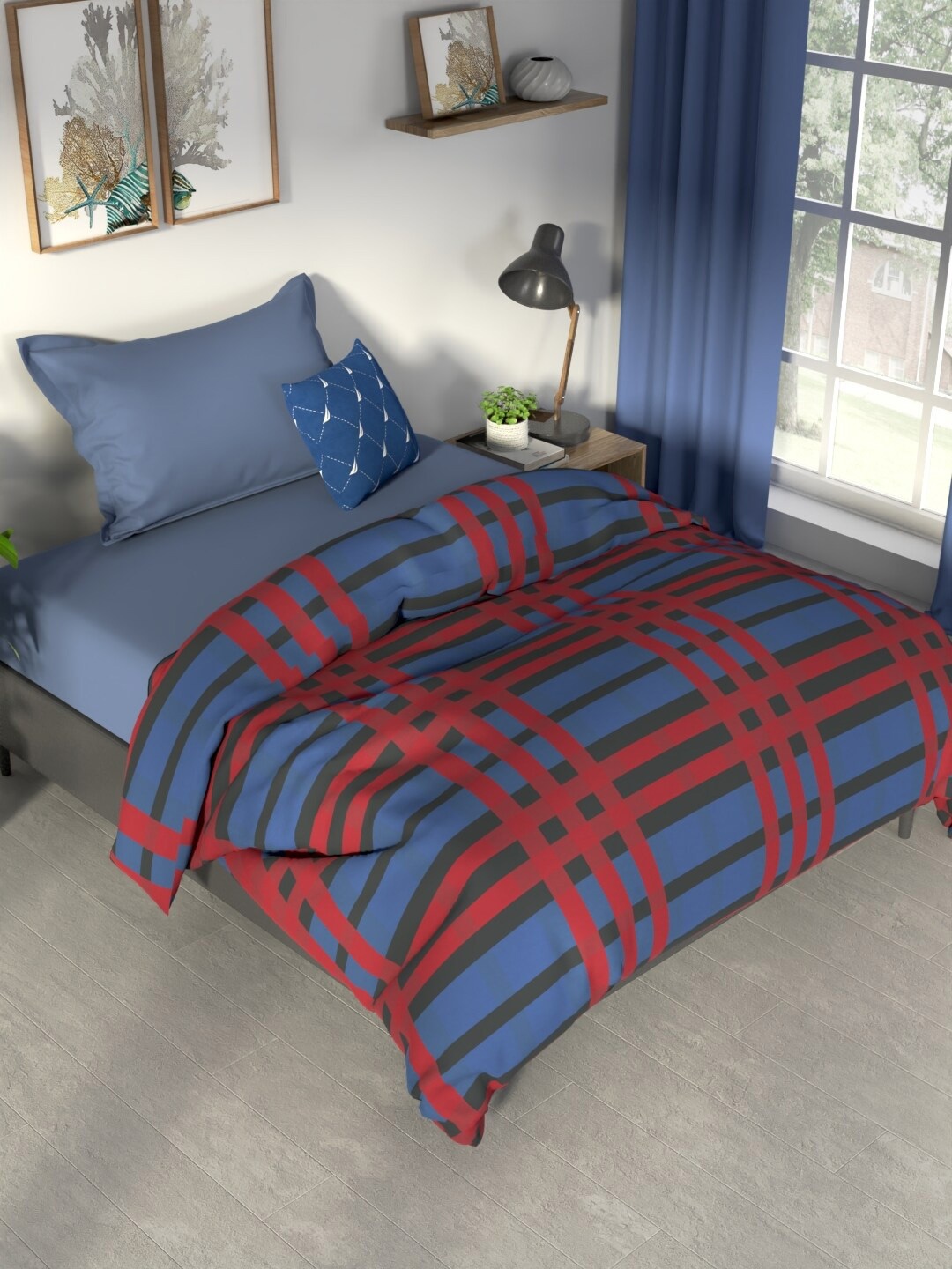 

Nautica Red & Blue Checked Pure Cotton AC Room 120 GSM Single Bed Comforter