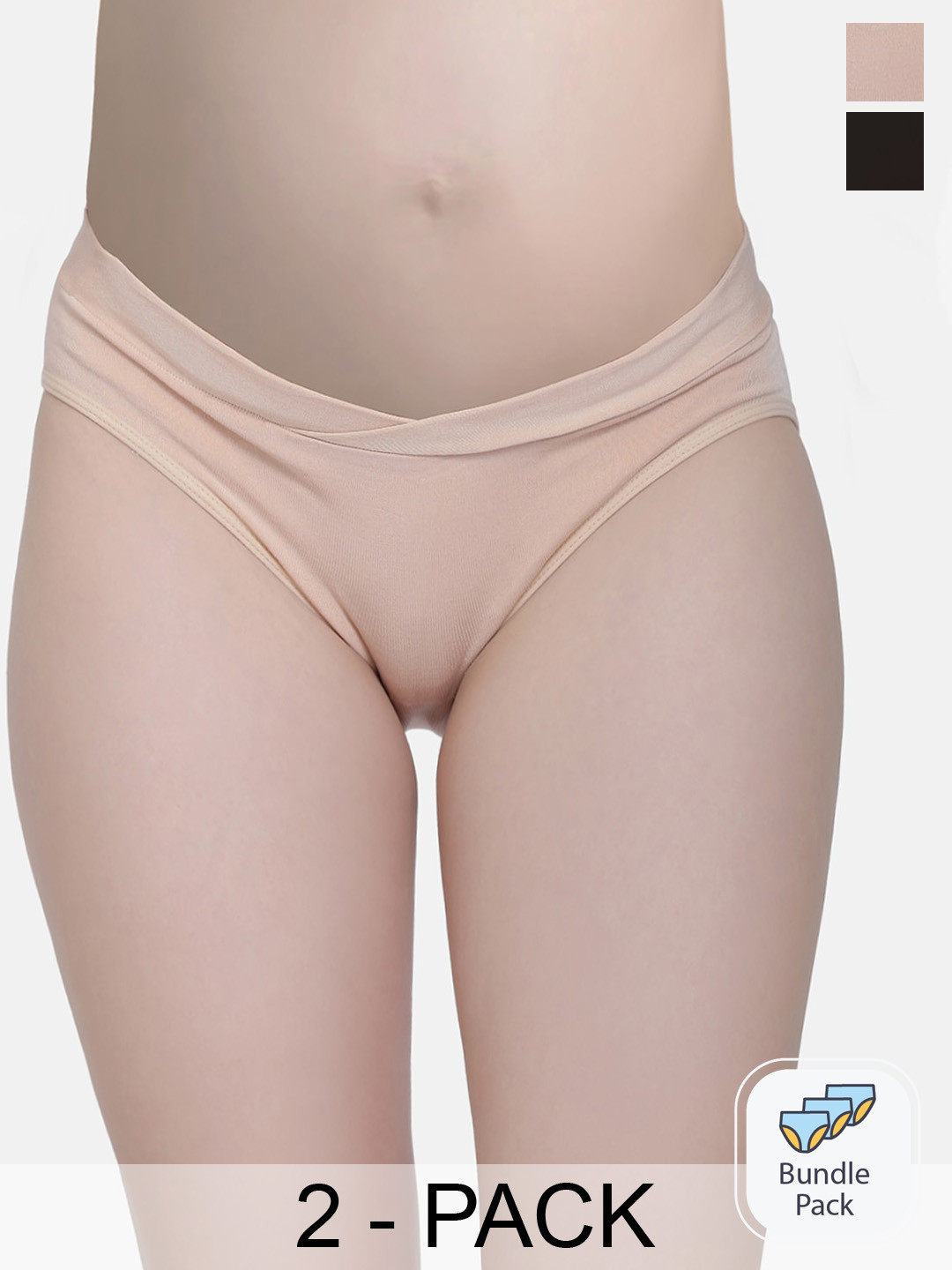 

Curvy Love Pack Of 2 Anti Microbial Oragnic Cotton Briefs, Black