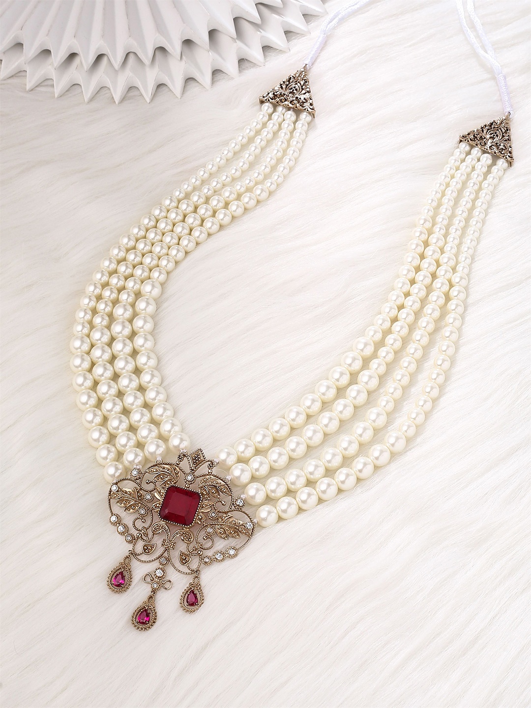 

COSA NOSTRAA Men Beaded Layered Necklace, Gold