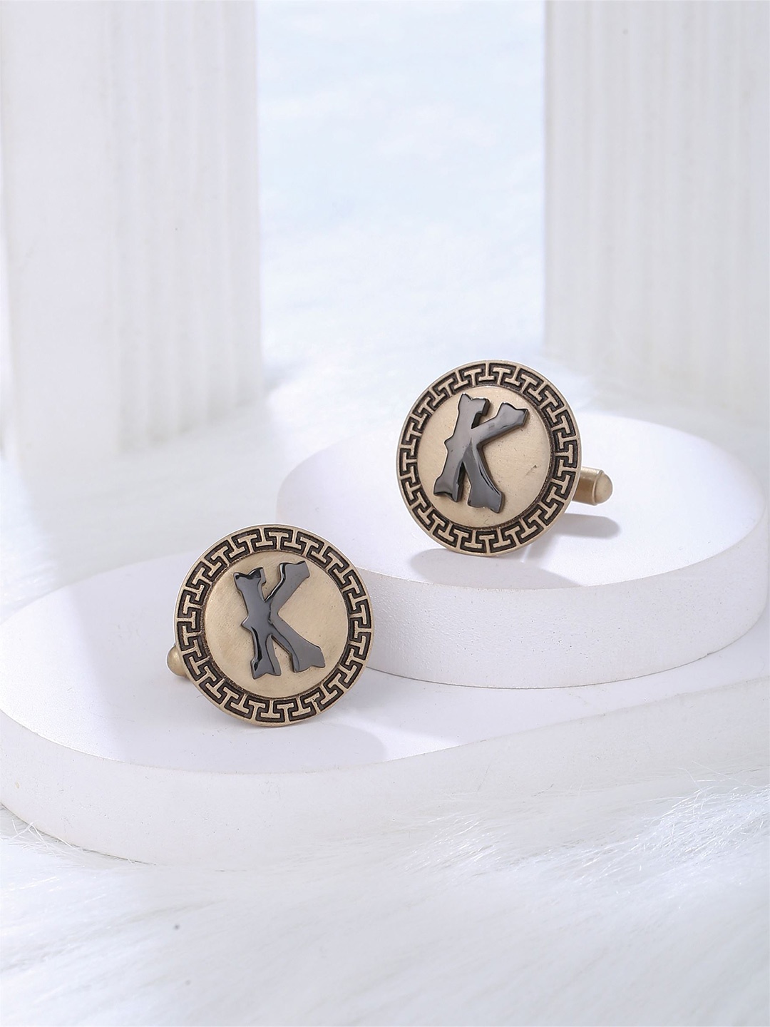 

COSA NOSTRAA Textured Alphabet Cufflink, Gold