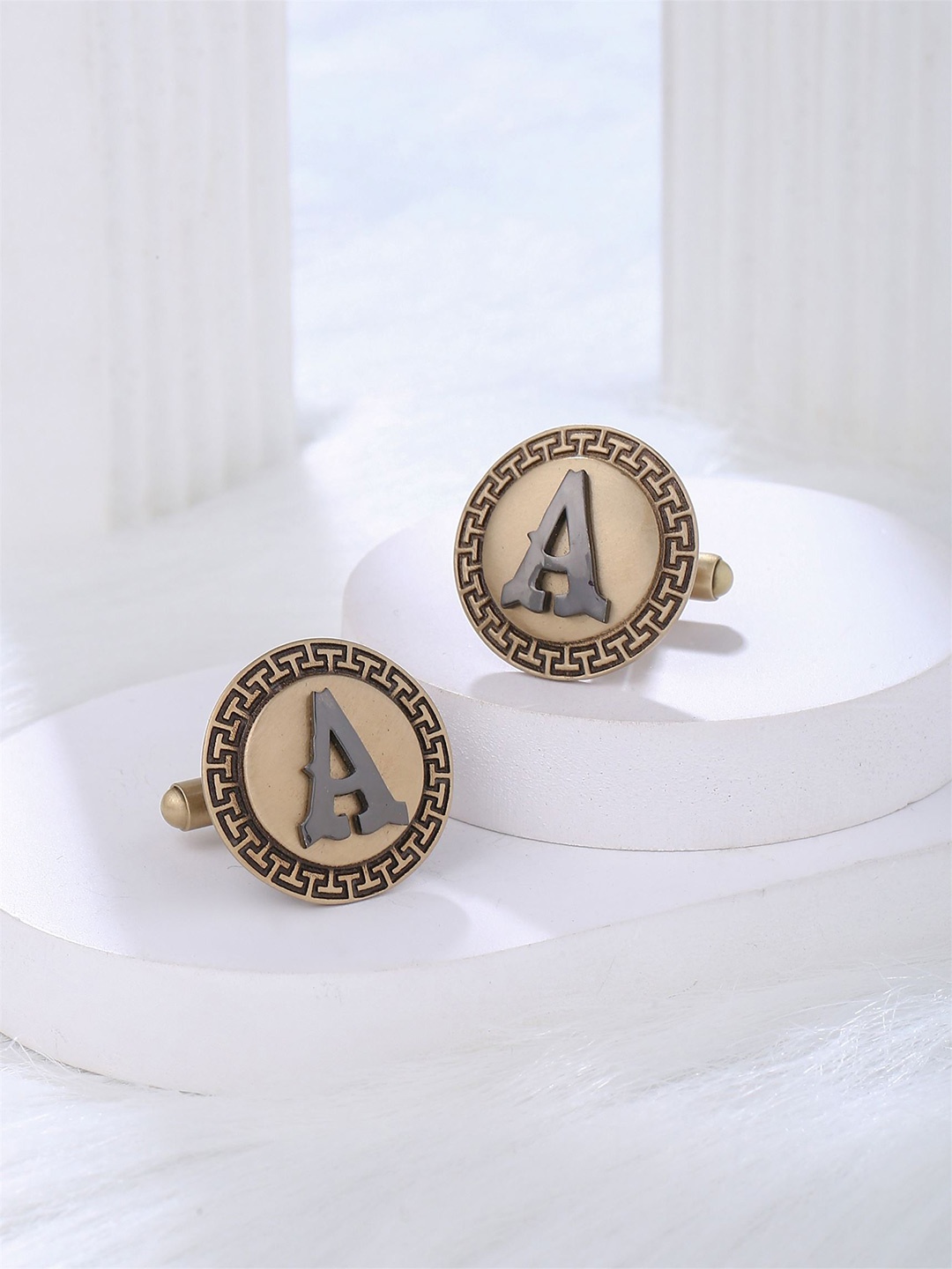 

COSA NOSTRAA Textured Alphabet Cufflink, Gold