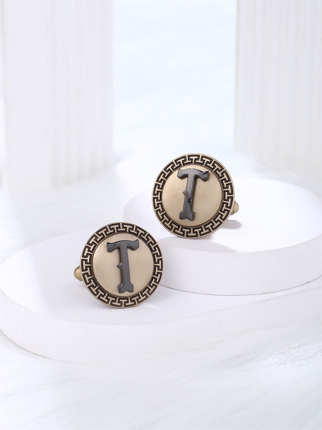 

COSA NOSTRAA Textured Alphabet Cufflink, Gold