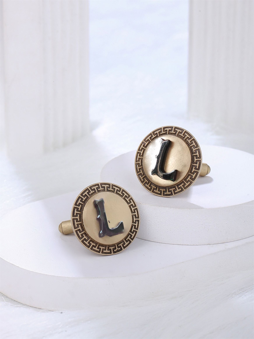 

COSA NOSTRAA Textured Alphabet Cufflink, Gold