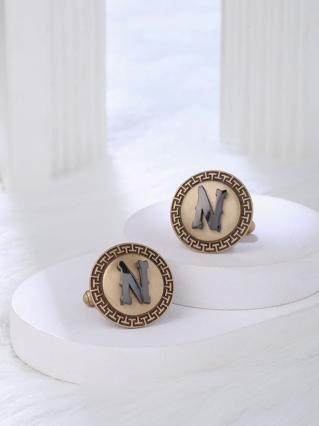 

COSA NOSTRAA Textured Alphabet Cufflink, Gold