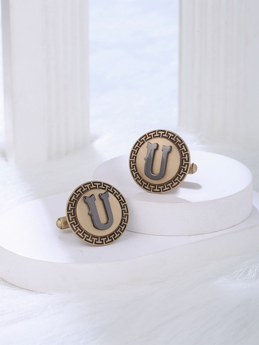 

COSA NOSTRAA Textured Alphabet Cufflink, Gold