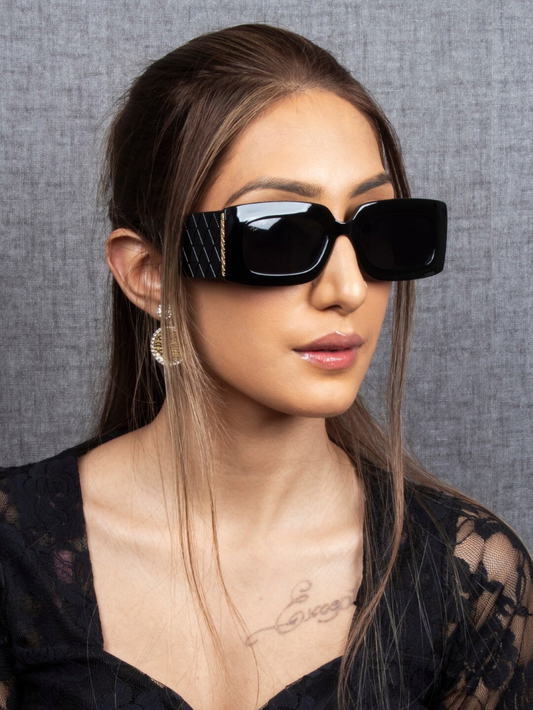 

Ted Smith Women Rectangle Sunglasses With UV Protected Lens TSF-DOLCE_C1, Black