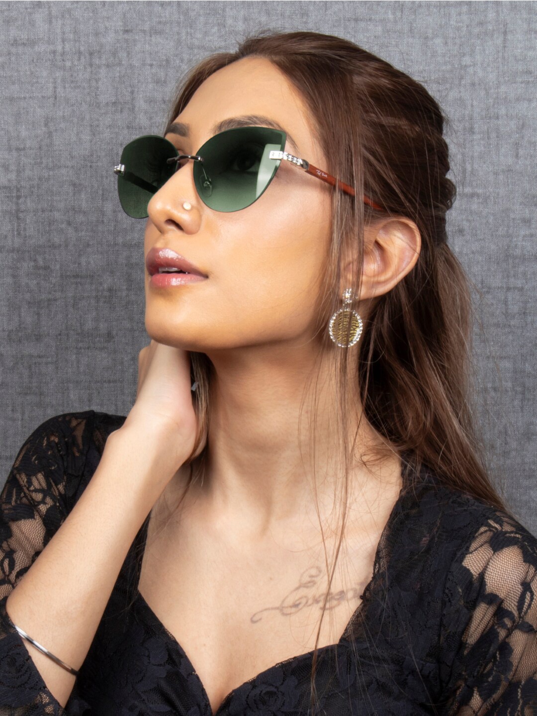 

Ted Smith Women Cateye Sunglasses with UV Protected Lens TSF-ELAN_C6, Green