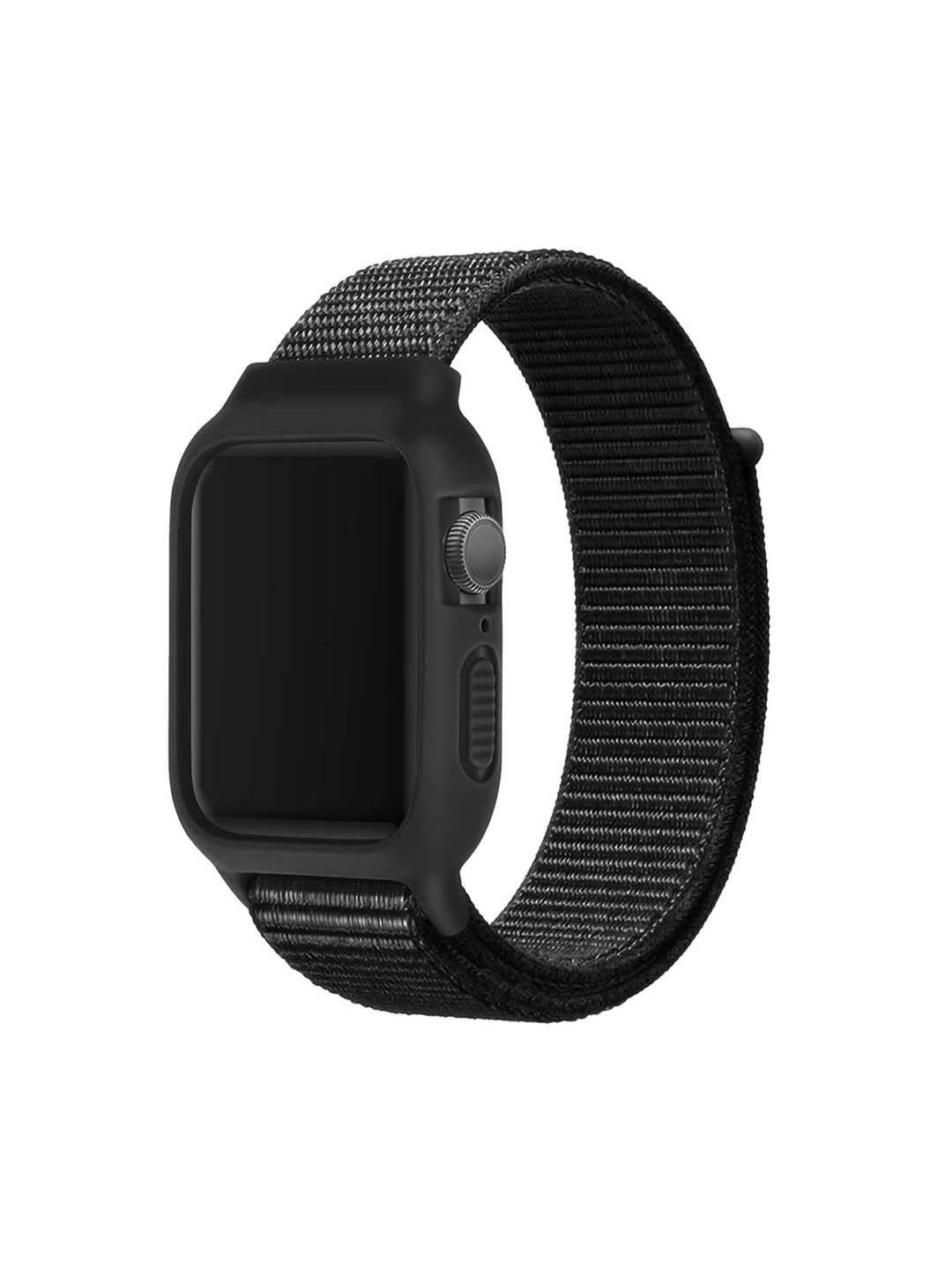 

DailyObjects Nylon Loop Apple Watch Band With Protective Bumper Case, Black