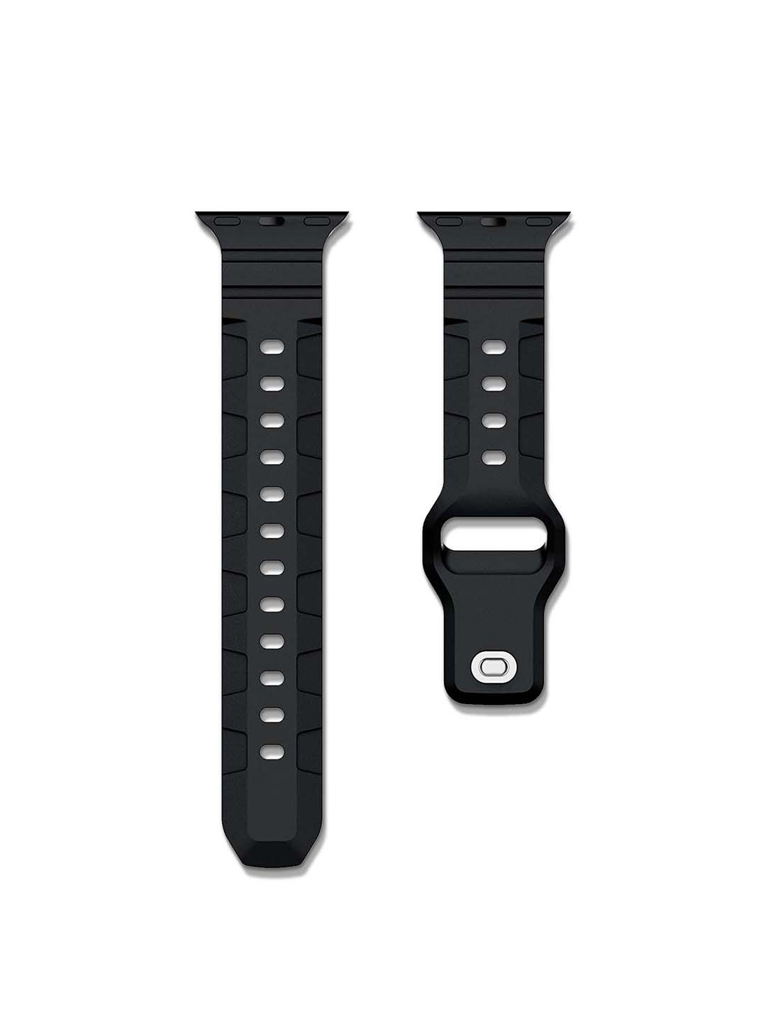 

DailyObjects Unisex Textured Silicon Apple Smart Watch Straps, Black