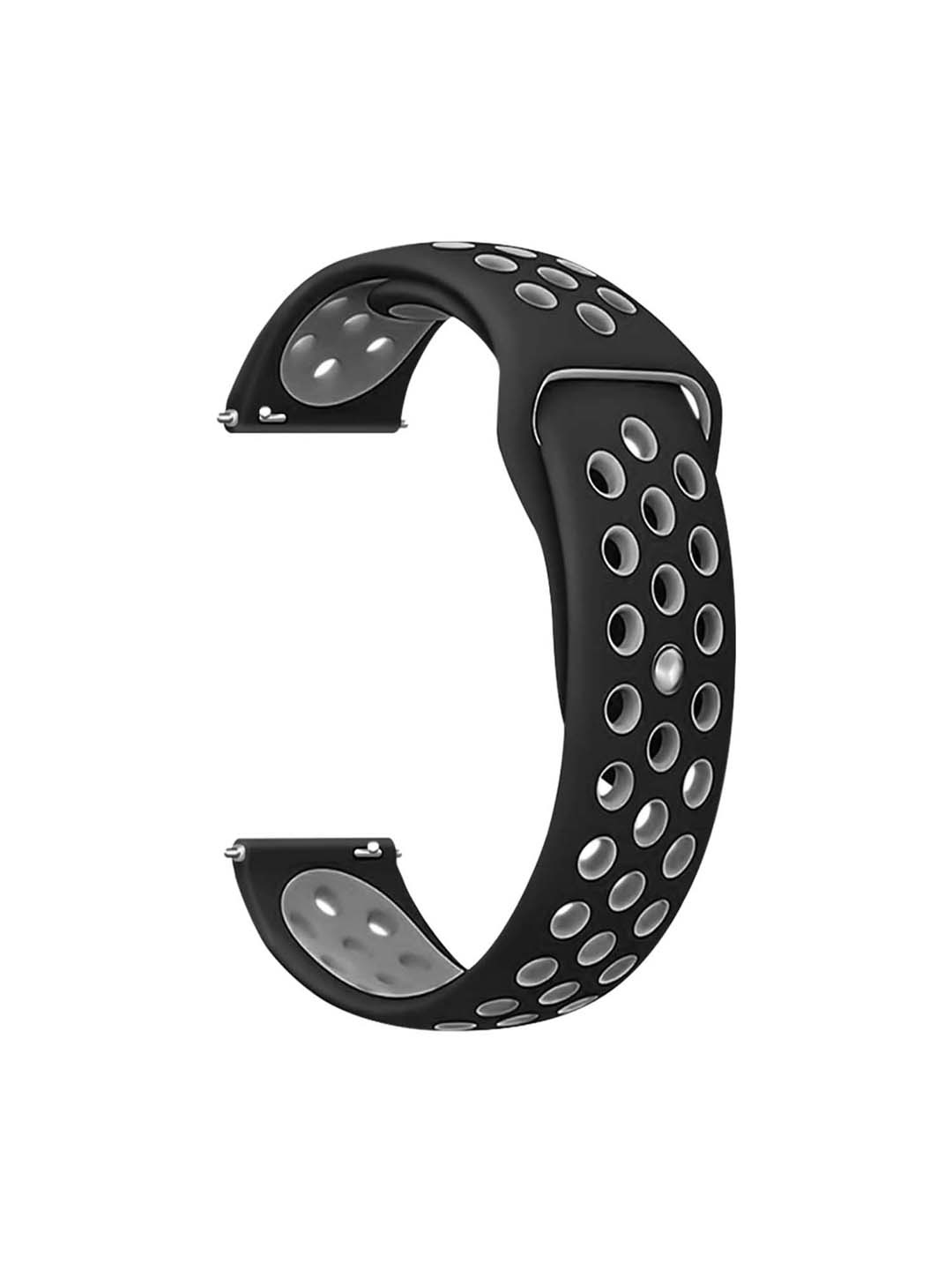 

DailyObjects Unisex Textured Silicone Smartwatch Strap, Black