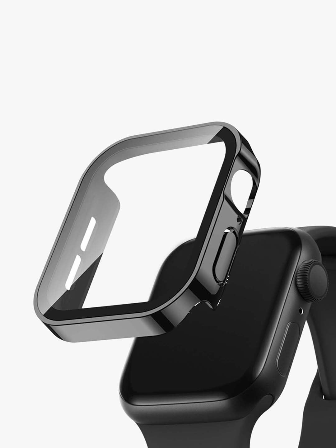 

DailyObjects Unisex Textured Sleek Fit Apple Watch Series Case With Screen Protector, Black