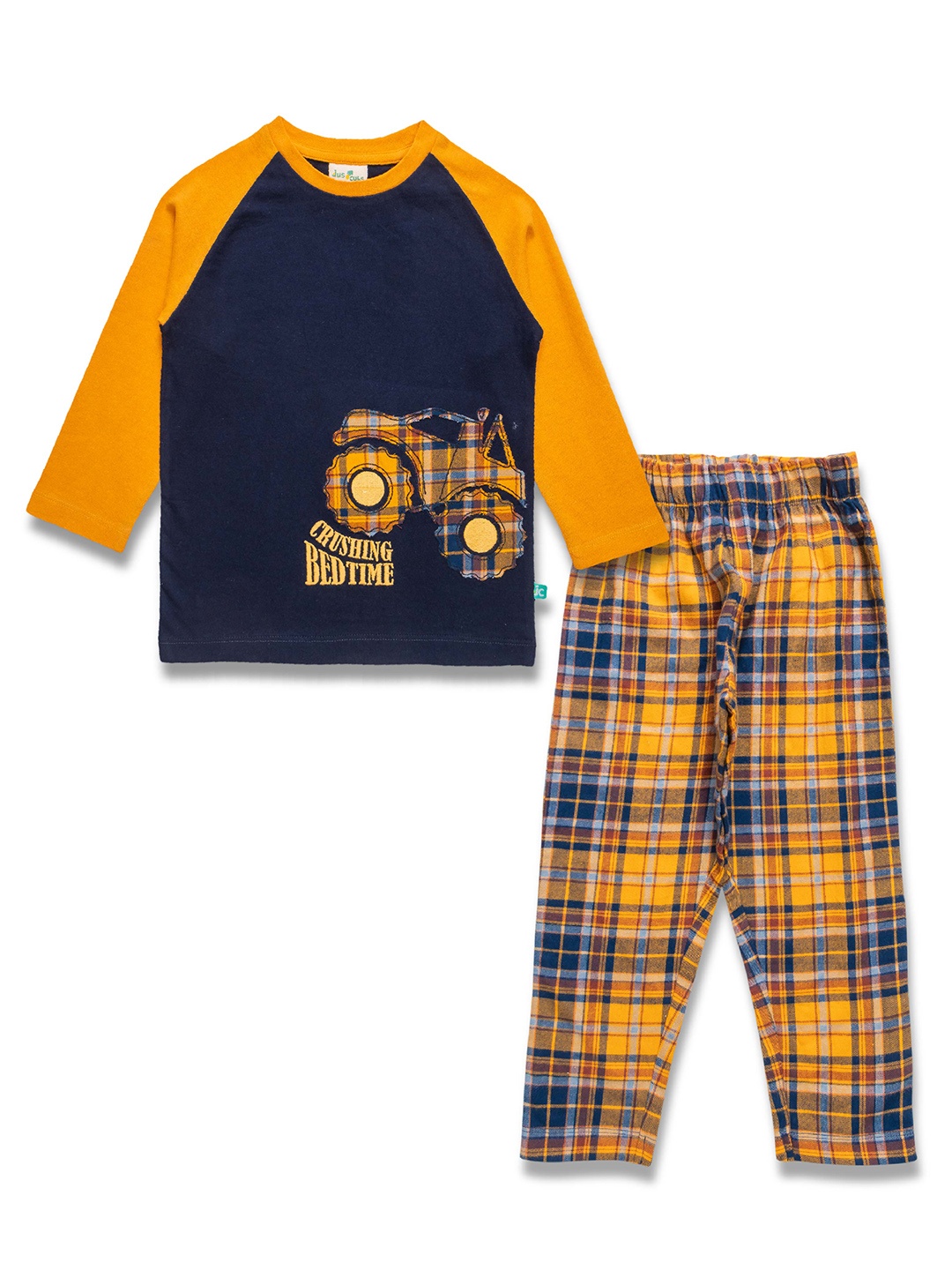 

JusCubs Boys Printed Pure Cotton T-shirt with Pyjamas, Navy blue