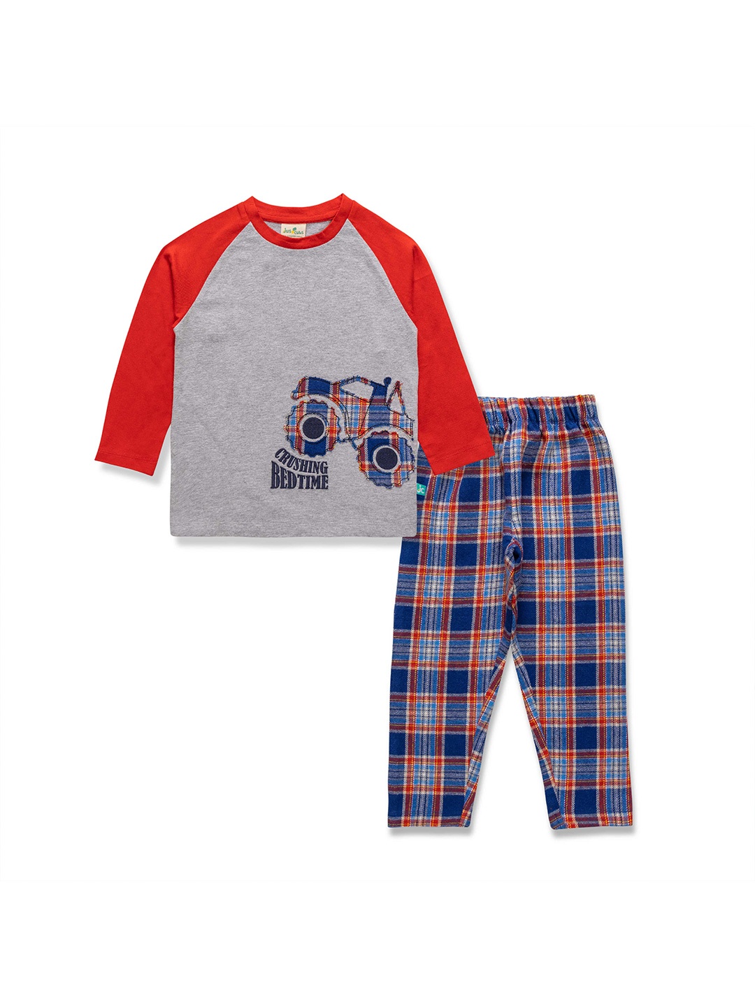 

JusCubs Boys Printed Pure Cotton T-shirt with Pyjamas, Grey