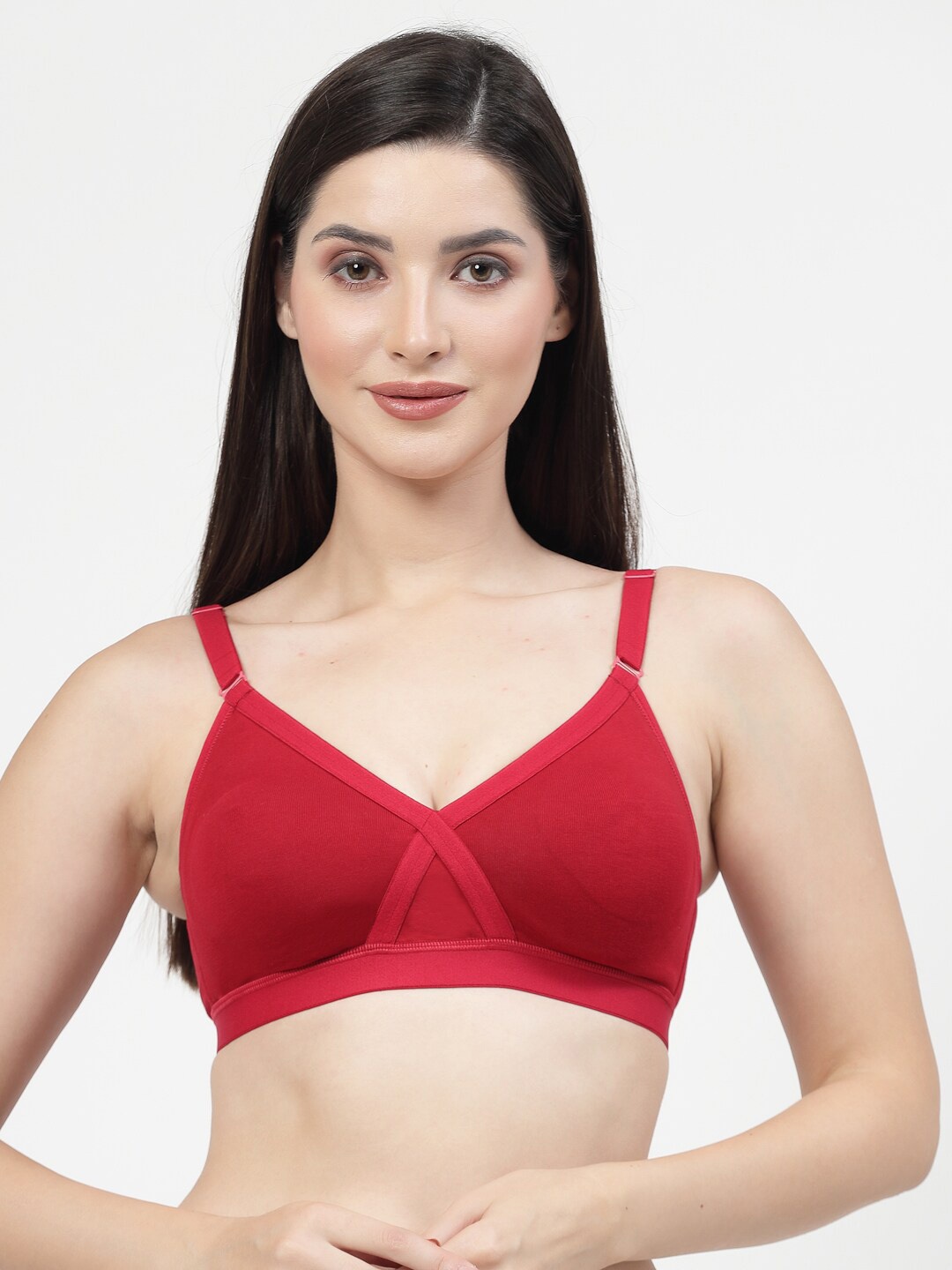 

DressBerry Red Full Coverage Non Padded Minimizer Bra With Side Shaper Super Support Bra