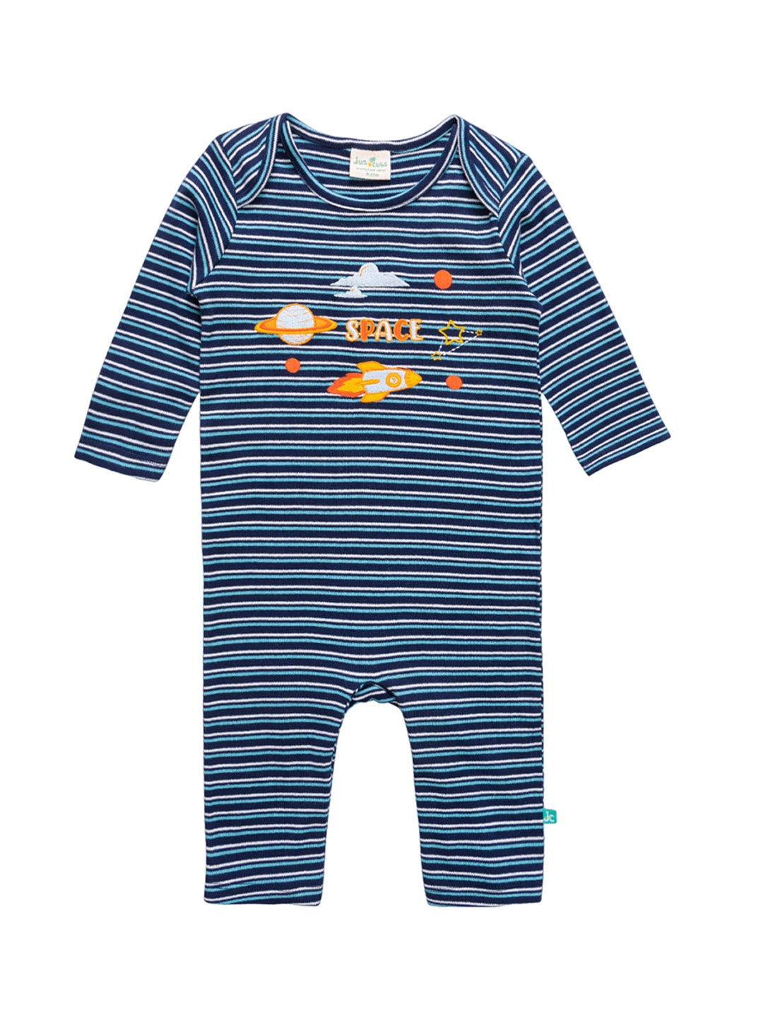 

JusCubs Infant Boys Striped Pure Cotton Rompers, Navy blue