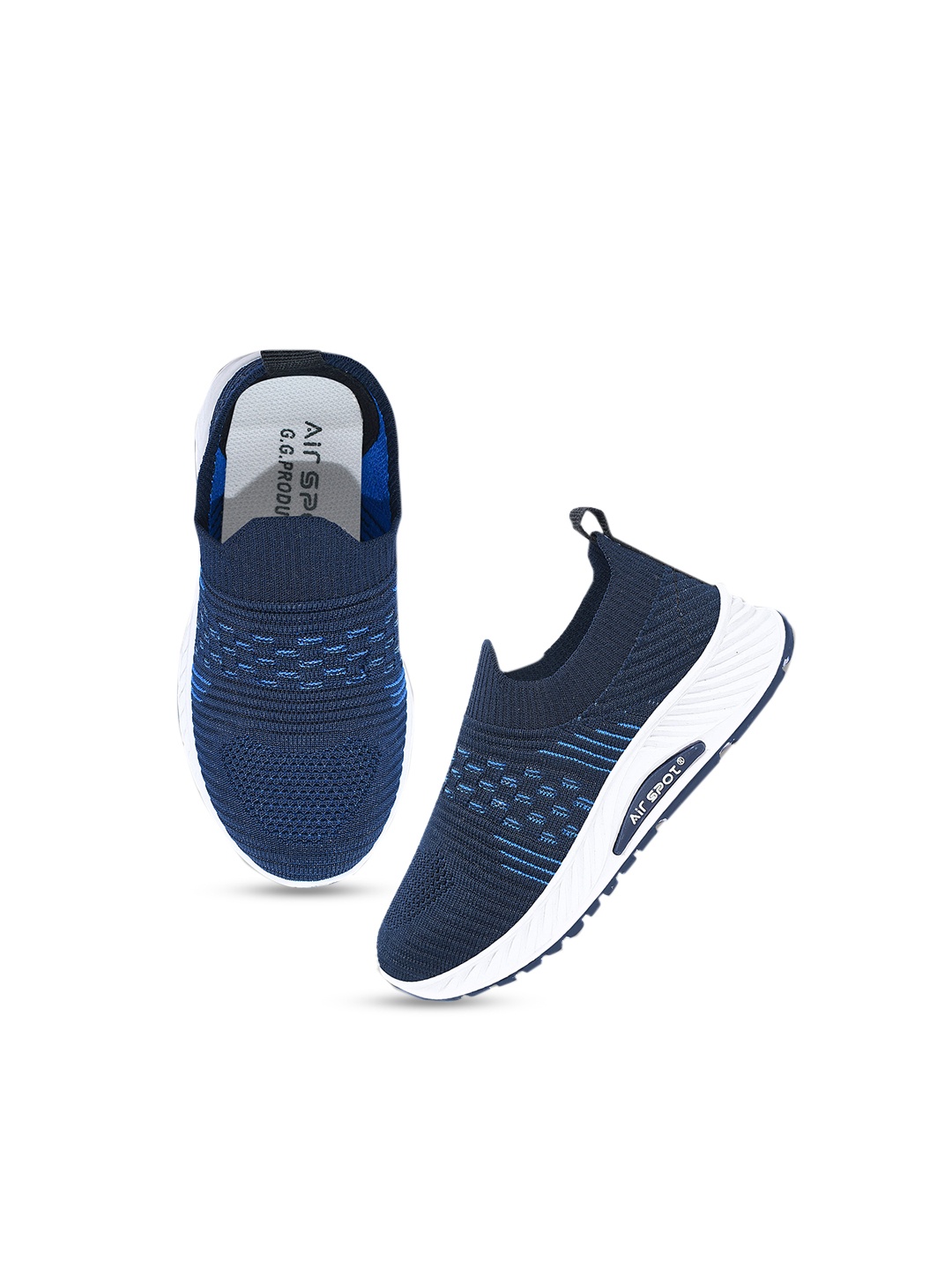 

Airspot Kids JOKER Textured Lightweight Slip-On Sneakers, Navy blue