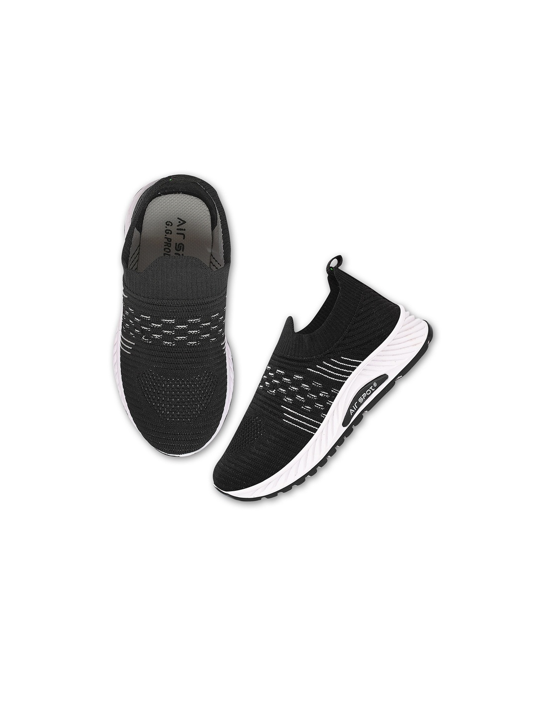 

Airspot Kids JOKER Textured Lightweight Slip-On Sneakers, Black