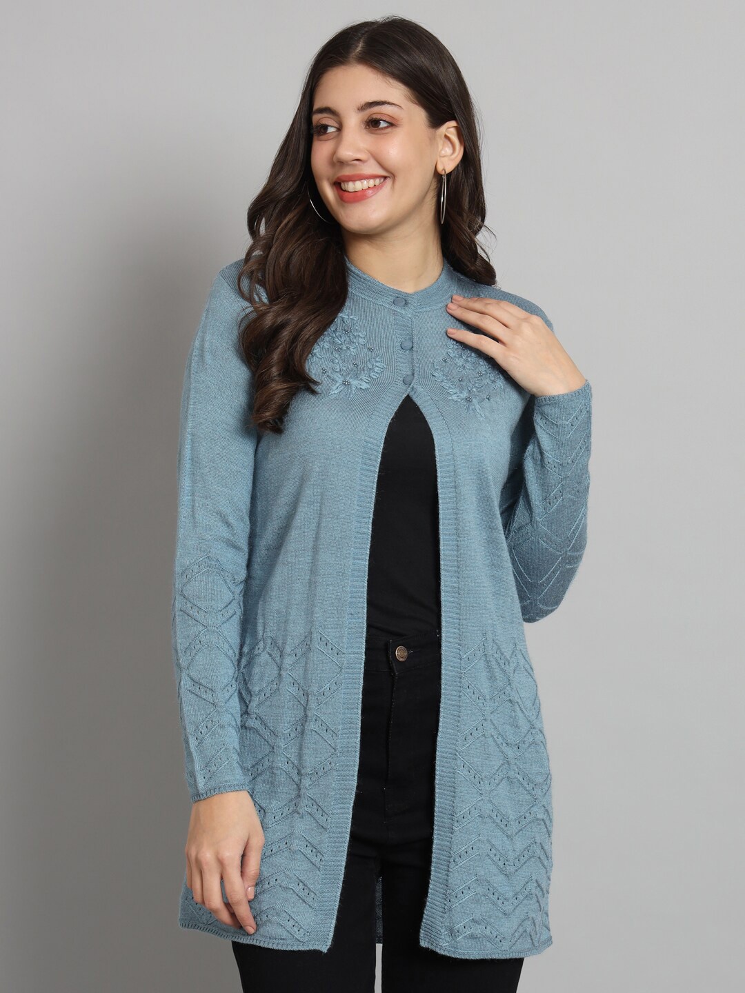 

Chemistry Embroidered Woollen Cardigan, Blue